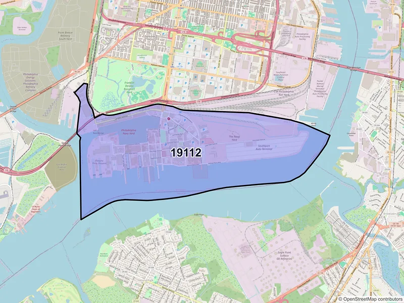 Map of ZIP Code 19112 — Philadelphia, PA