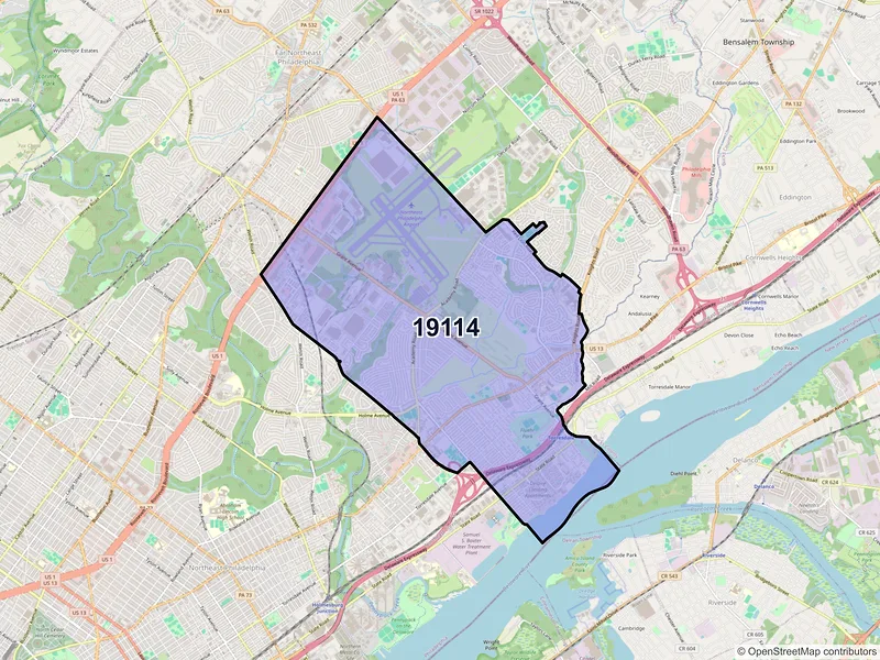 Map of ZIP Code 19114 — Philadelphia, PA