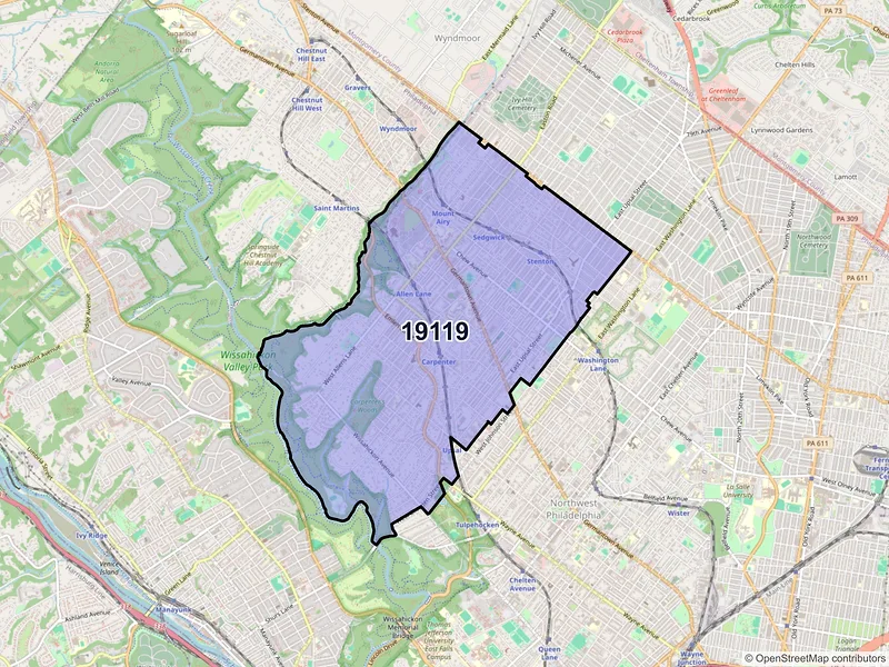 Map of ZIP Code 19119 — Philadelphia, PA