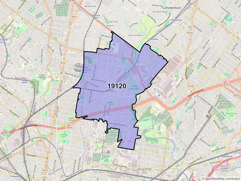 Map of ZIP Code 19120 — Philadelphia, PA