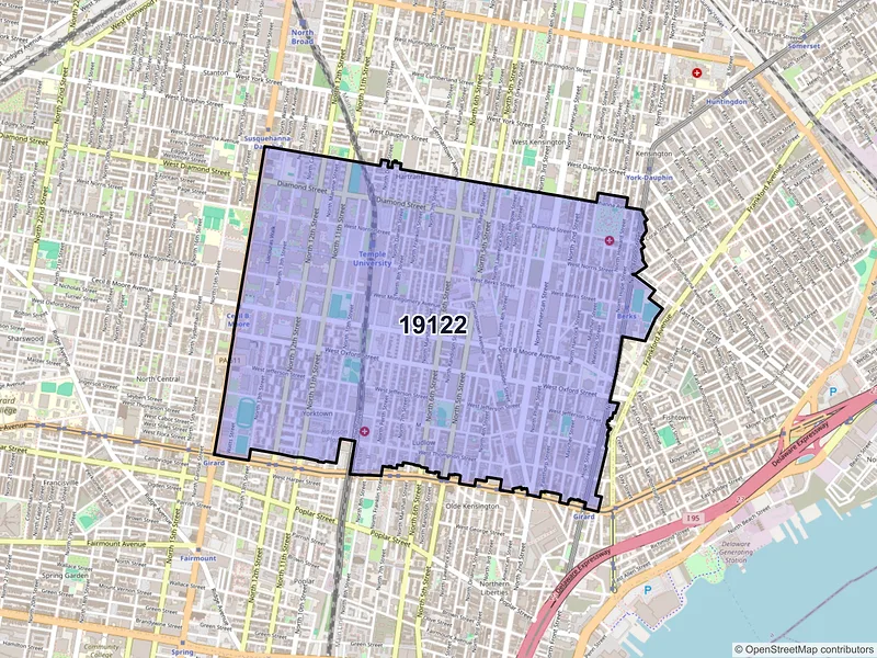 Map of ZIP Code 19122 — Philadelphia, PA