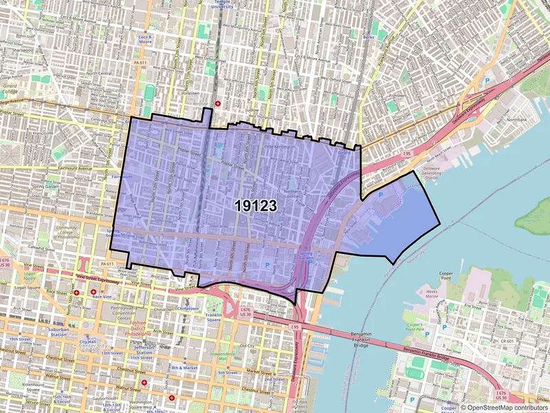 Map of ZIP Code 19123 — Philadelphia, PA