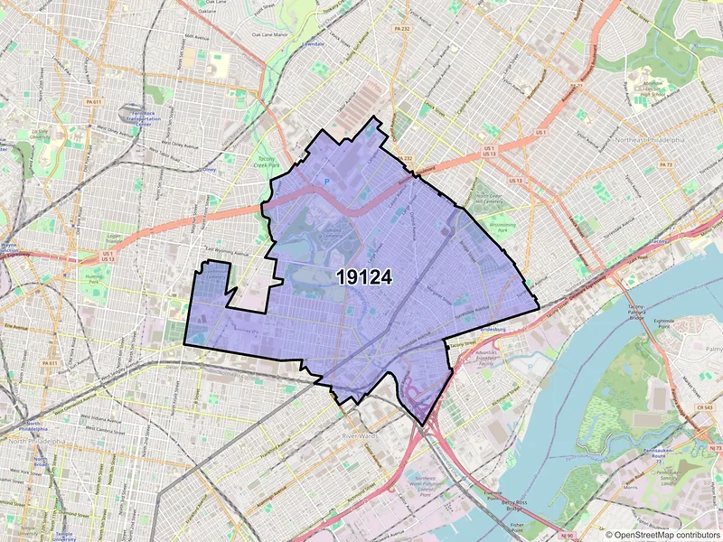 Map of ZIP Code 19124 — Philadelphia, PA