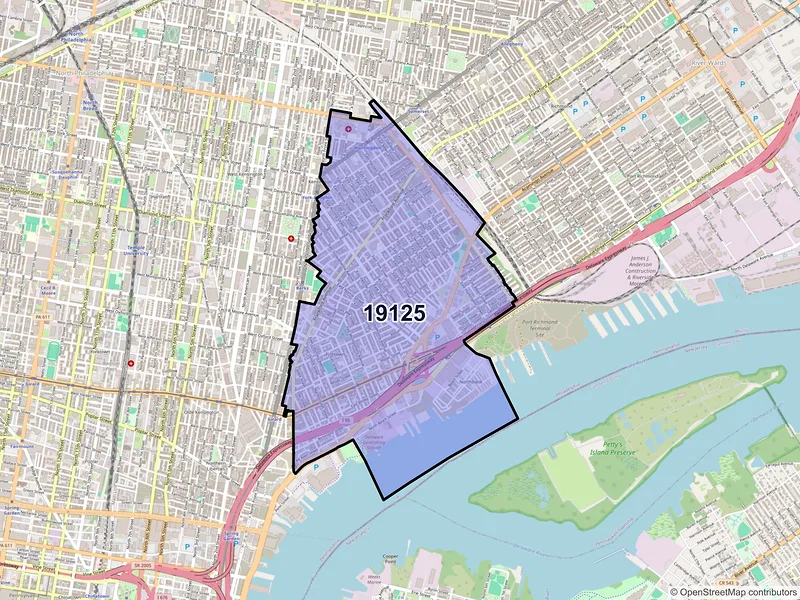 Map of ZIP Code 19125 — Philadelphia, PA