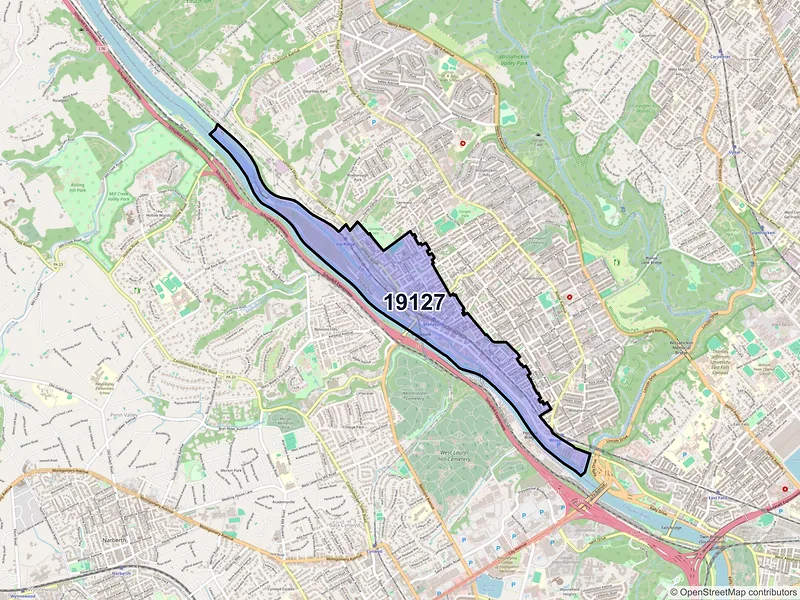Map of ZIP Code 19127 — Philadelphia, PA
