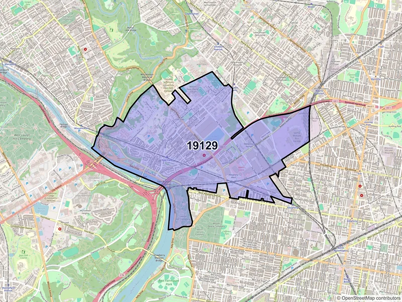 Map of ZIP Code 19129 — Philadelphia, PA