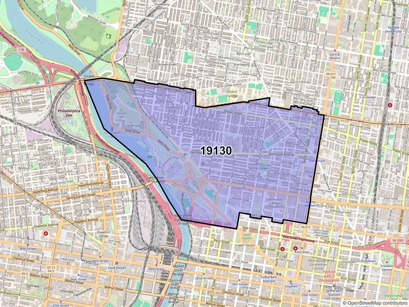 Map of ZIP Code 19130 — Philadelphia, PA