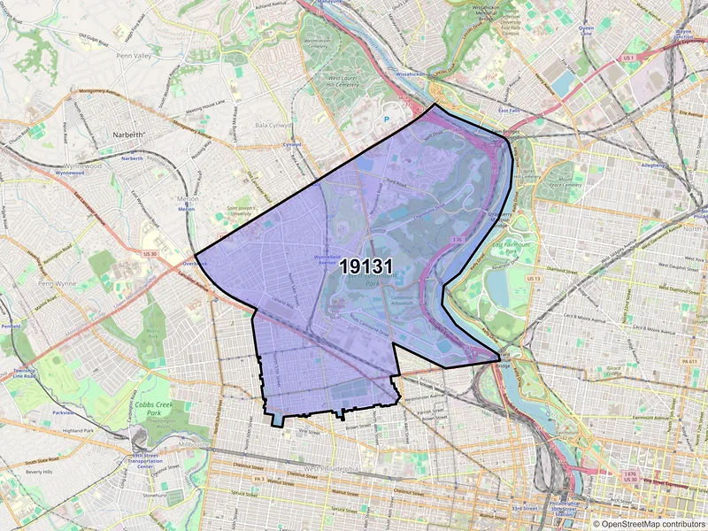 Map of ZIP Code 19131 — Philadelphia, PA