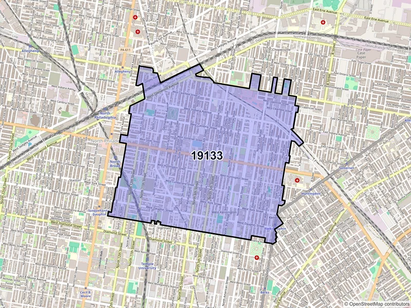 Map of ZIP Code 19133 — Philadelphia, PA