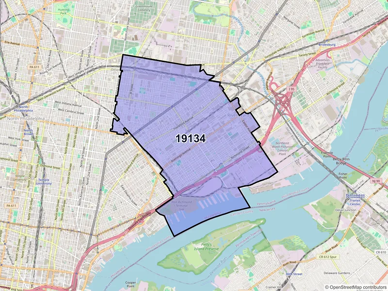 Map of ZIP Code 19134 — Philadelphia, PA