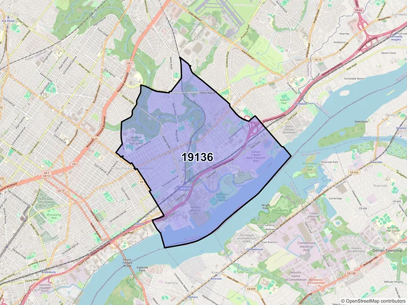 Map of ZIP Code 19136 — Philadelphia, PA