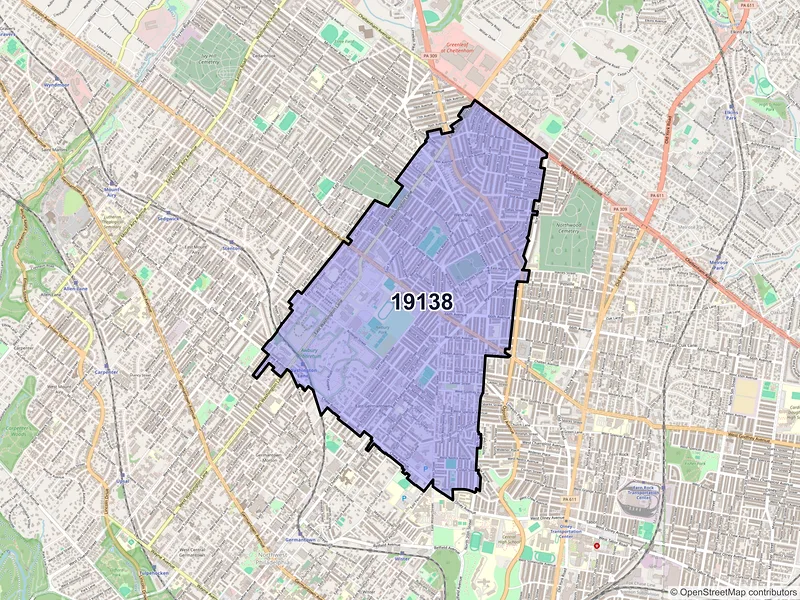 Map of ZIP Code 19138 — Philadelphia, PA
