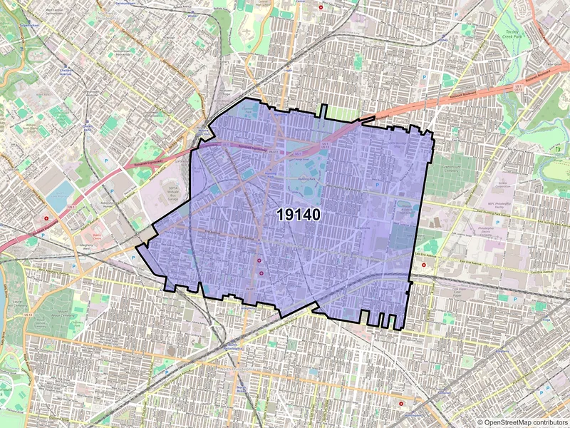 Map of ZIP Code 19140 — Philadelphia, PA