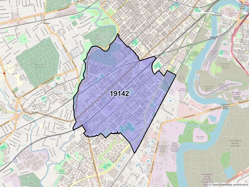 Map of ZIP Code 19142 — Philadelphia, PA