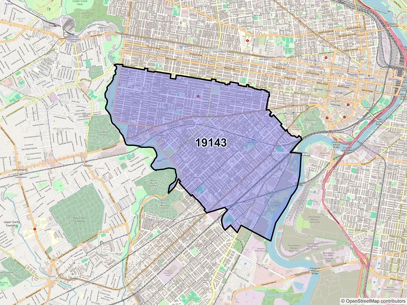 Map of ZIP Code 19143 — Philadelphia, PA