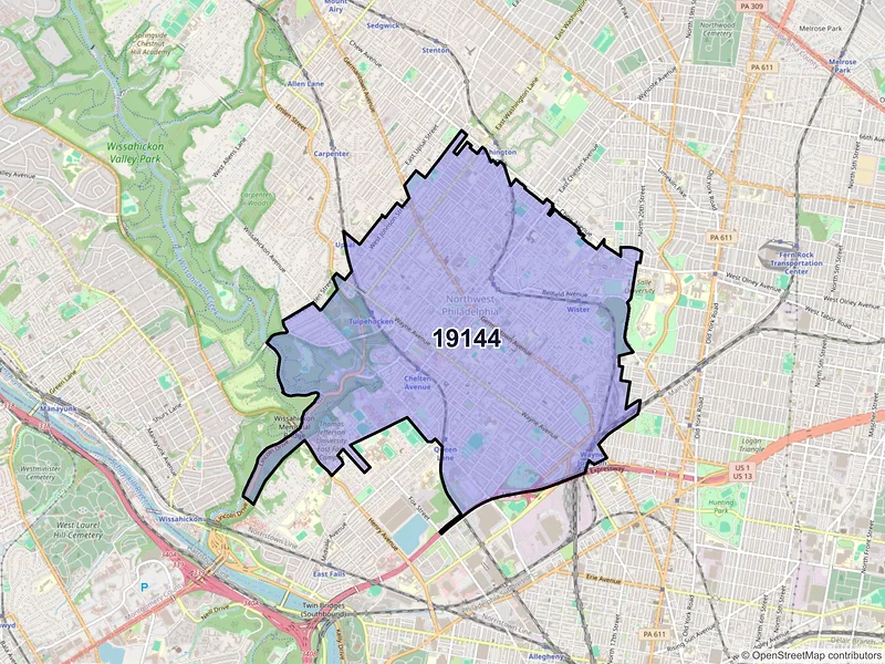 Map of ZIP Code 19144 — Philadelphia, PA
