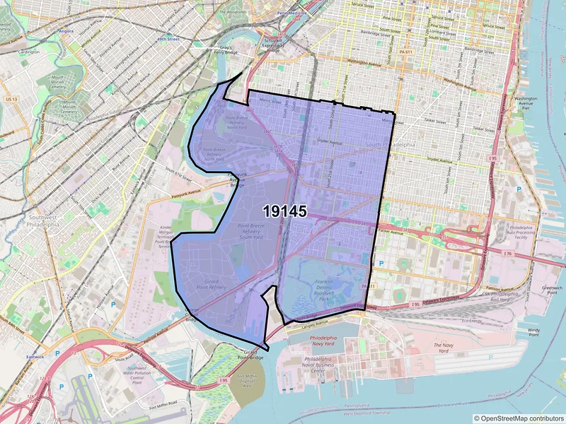 Map of ZIP Code 19145 — Philadelphia, PA