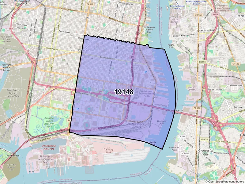 Map of ZIP Code 19148 — Philadelphia, PA
