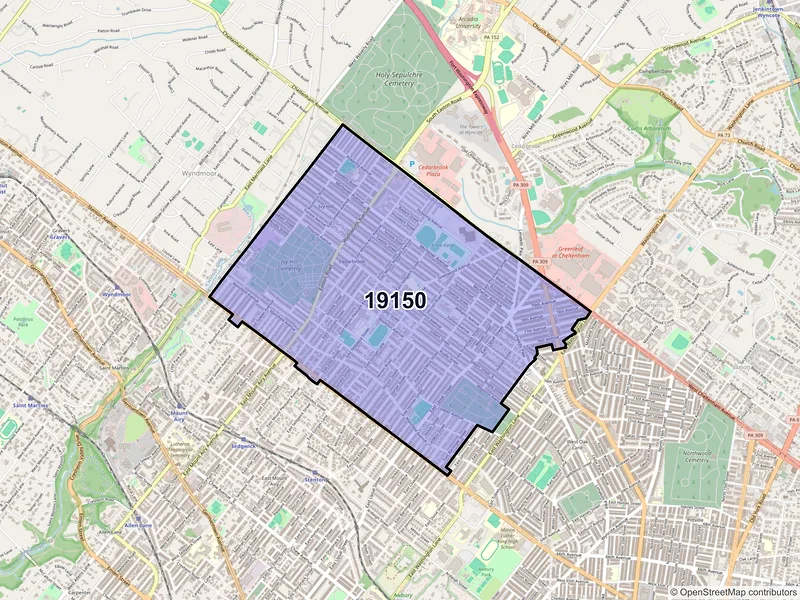 Map of ZIP Code 19150 — Philadelphia, PA