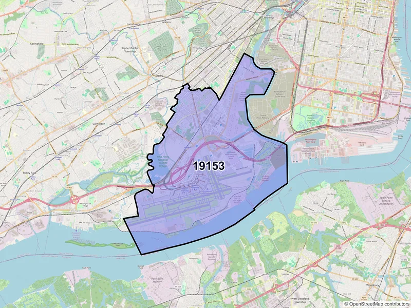 Map of ZIP Code 19153 — Philadelphia, PA