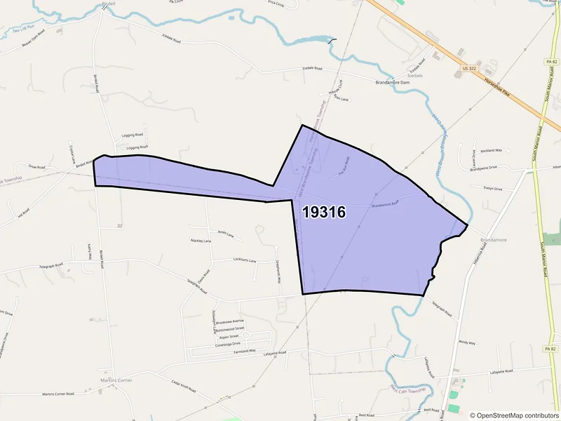 Map of Brandamore, Pennsylvania and ZIP codes