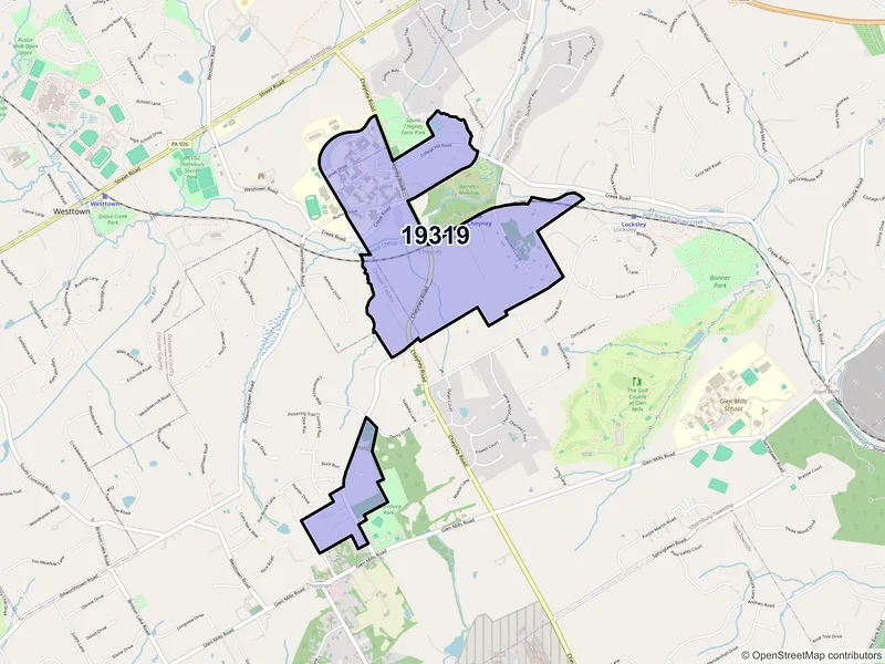 Map of ZIP Code 19319 — Cheyney, PA