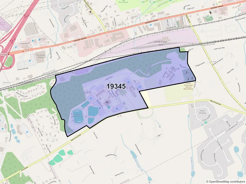 Map of Immaculata, Pennsylvania and ZIP codes