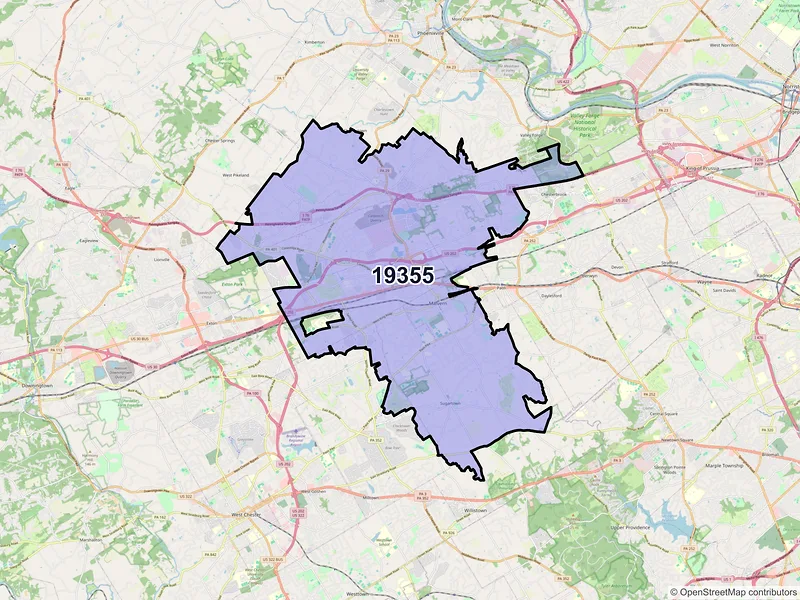 Map of ZIP Code 19355 — Malvern, PA