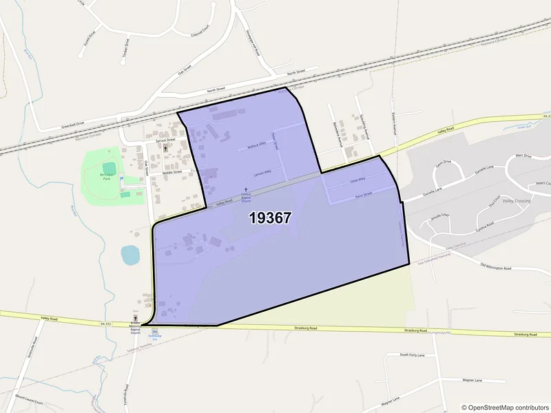 Map of Pomeroy, Pennsylvania and ZIP codes