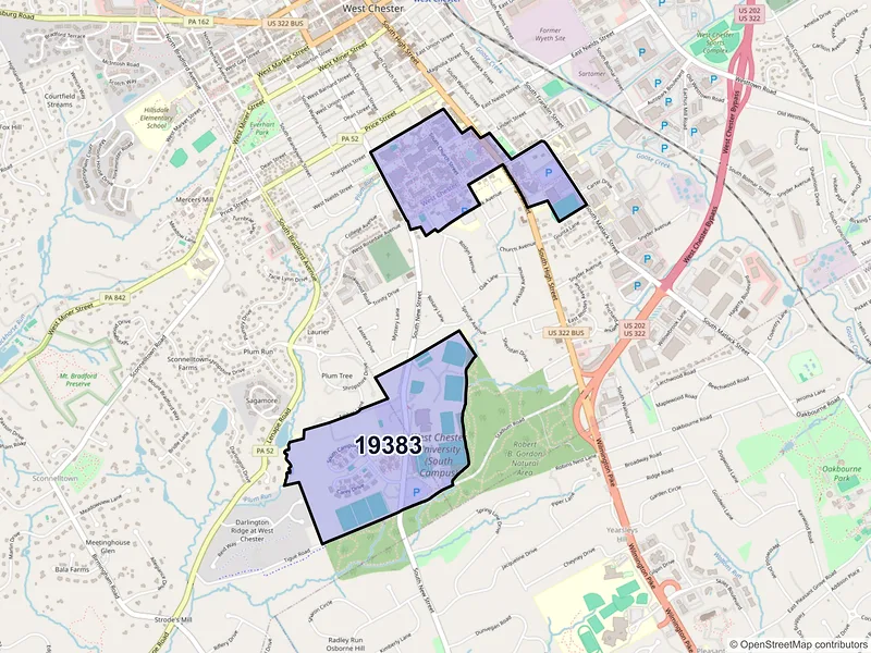 Map of ZIP Code 19383 — West Chester, PA