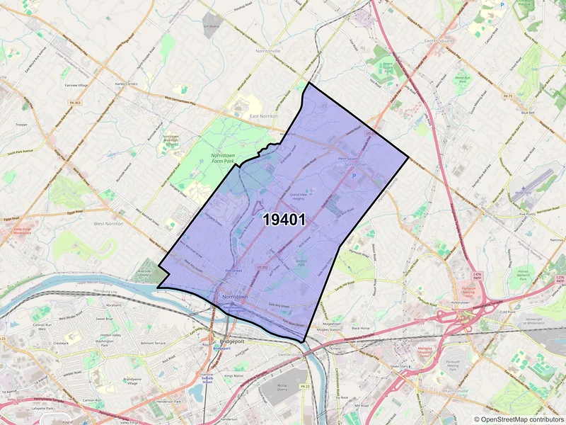 Map of ZIP Code 19401 — Norristown, PA