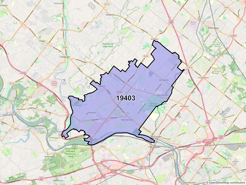 Map of ZIP Code 19403 — Norristown, PA