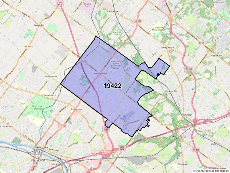 Map of ZIP Code 19422 — Blue Bell, PA