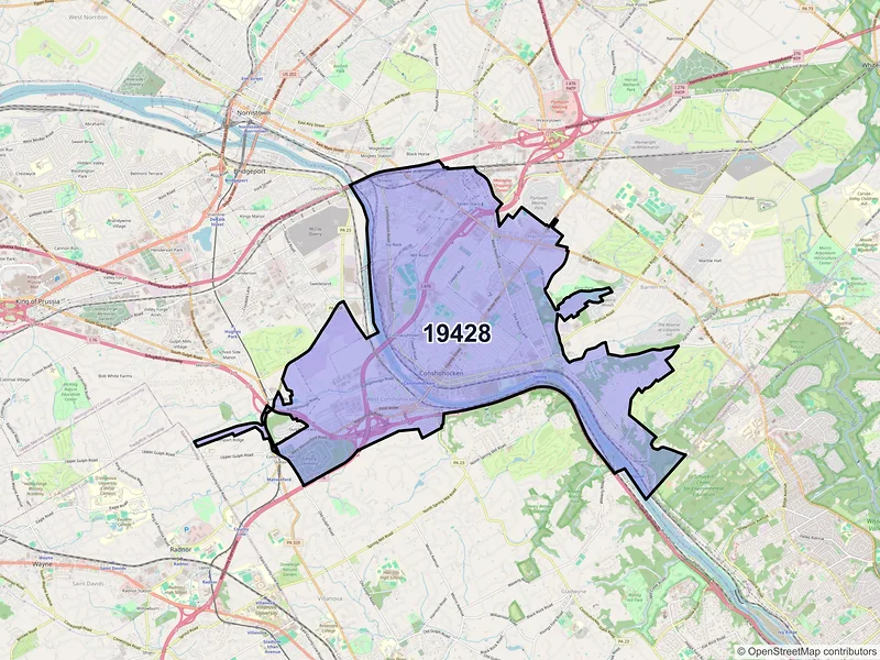 Map of ZIP Code 19428 — Conshohocken, PA