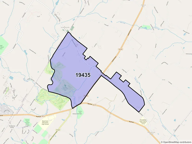 Map of ZIP Code 19435 — Frederick, PA