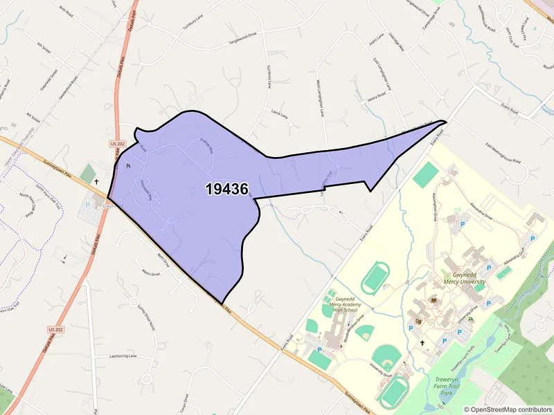 Map of ZIP Code 19436 — Gwynedd, PA