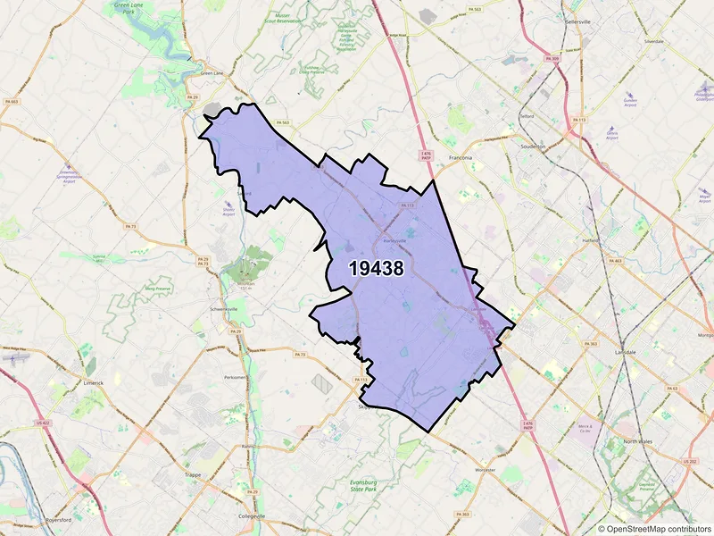 Map of ZIP Code 19438 — Harleysville, PA