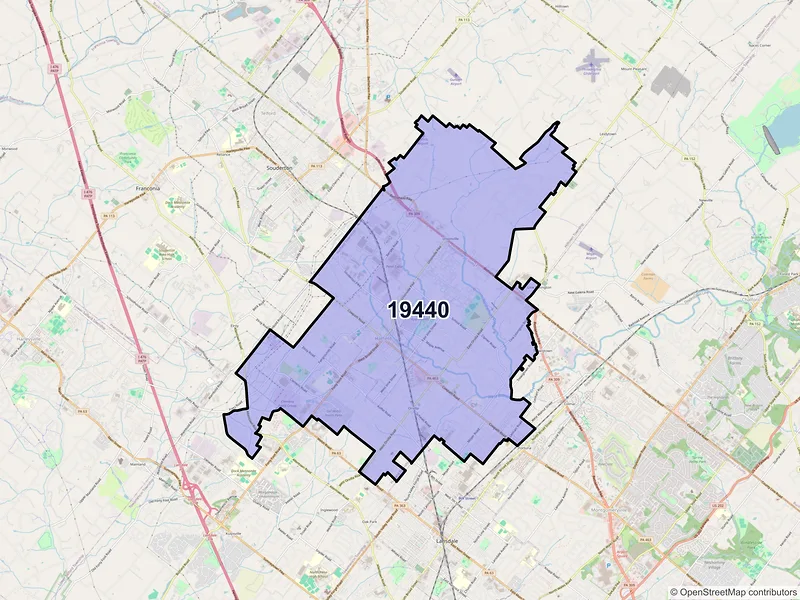 Map of ZIP Code 19440 — Hatfield, PA
