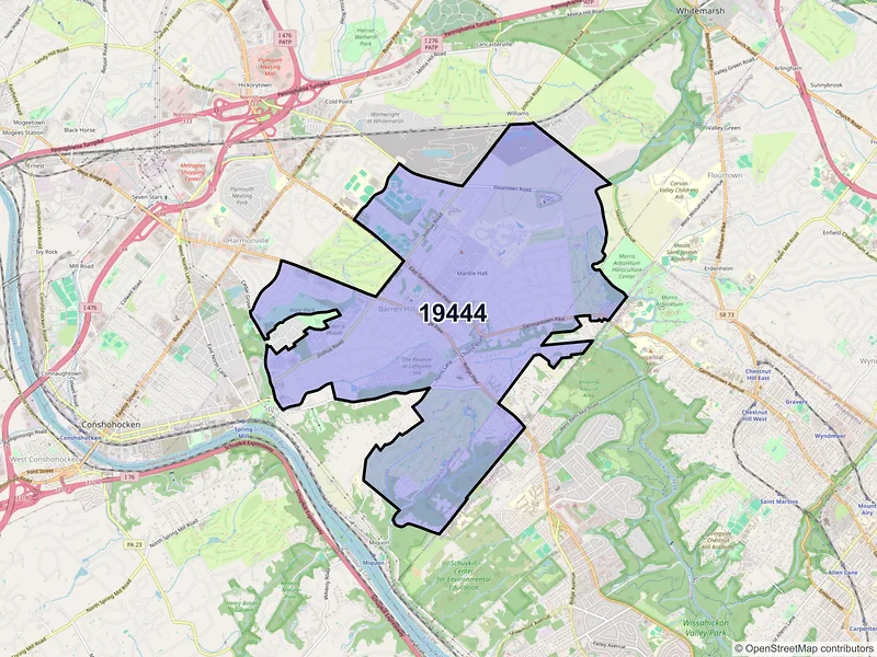 Map of ZIP Code 19444 — Lafayette Hill, PA