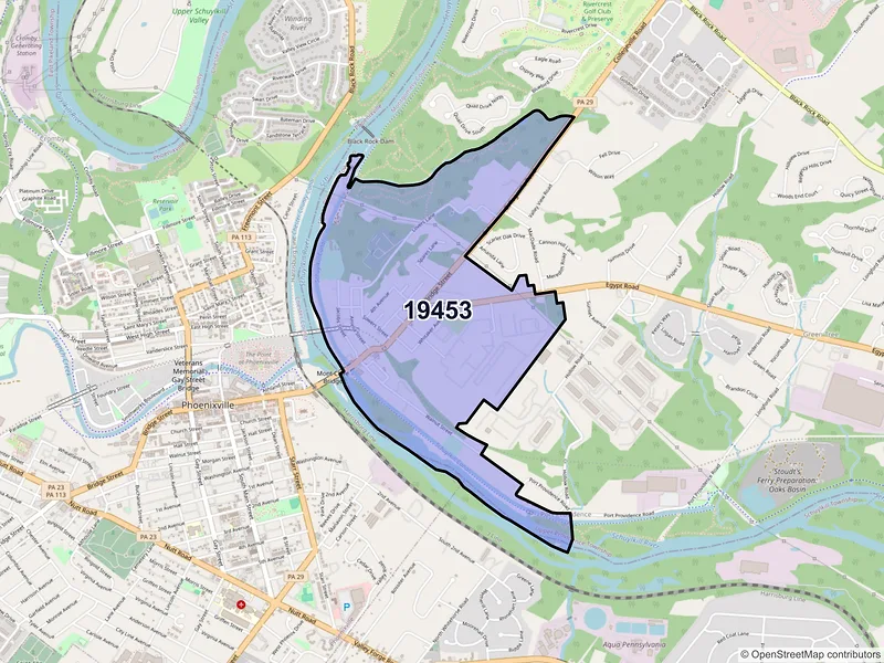Map of ZIP Code 19453 — Mont Clare, PA