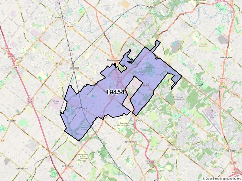 Map of ZIP Code 19454 — North Wales, PA