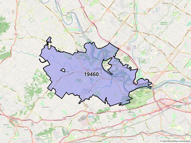 Map of ZIP Code 19460 — Phoenixville, PA