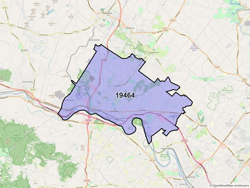 Map of ZIP Code 19464 — Pottstown, PA