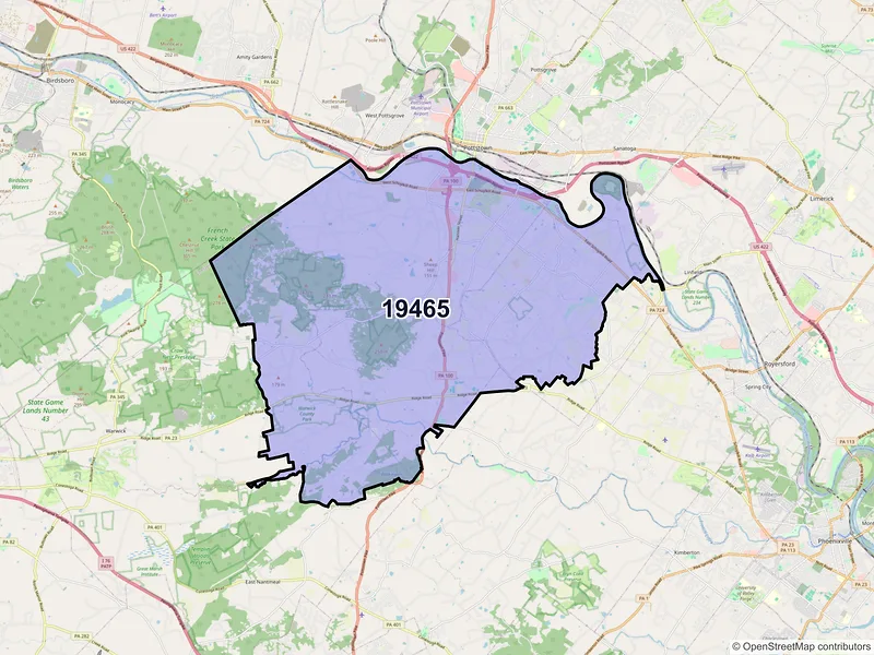 Map of ZIP Code 19465 — Pottstown, PA