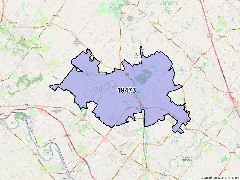 Map of ZIP Code 19473 — Schwenksville, PA