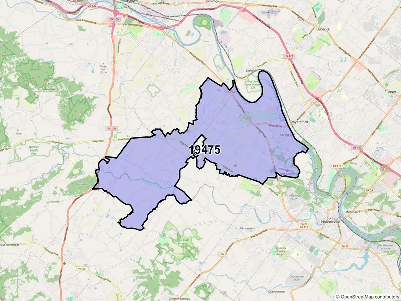 Map of Spring City, Pennsylvania and ZIP codes