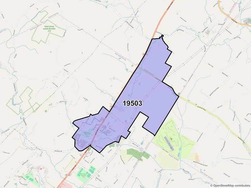 Map of ZIP Code 19503 — Bally, PA