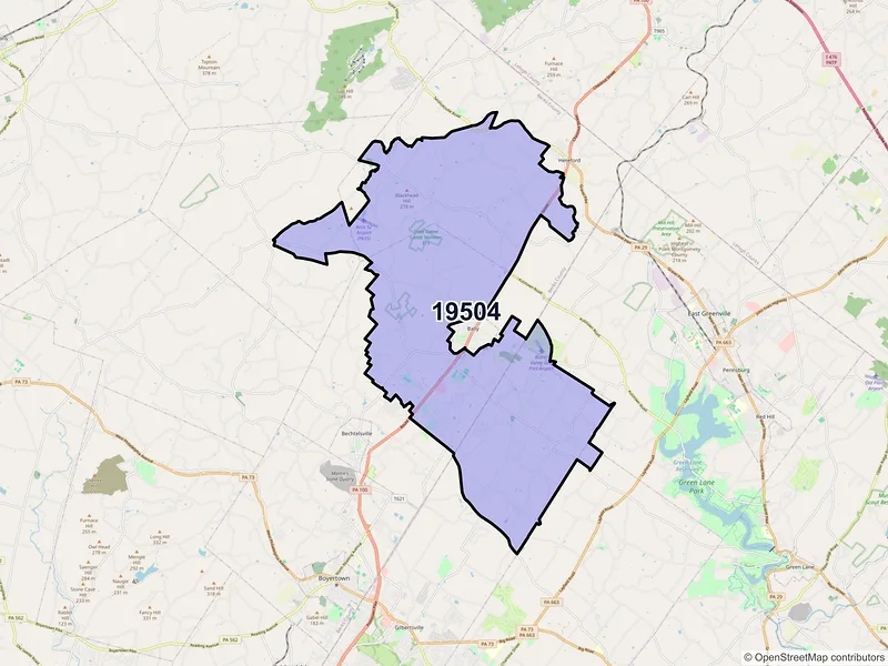 Map of ZIP Code 19504 — Barto, PA