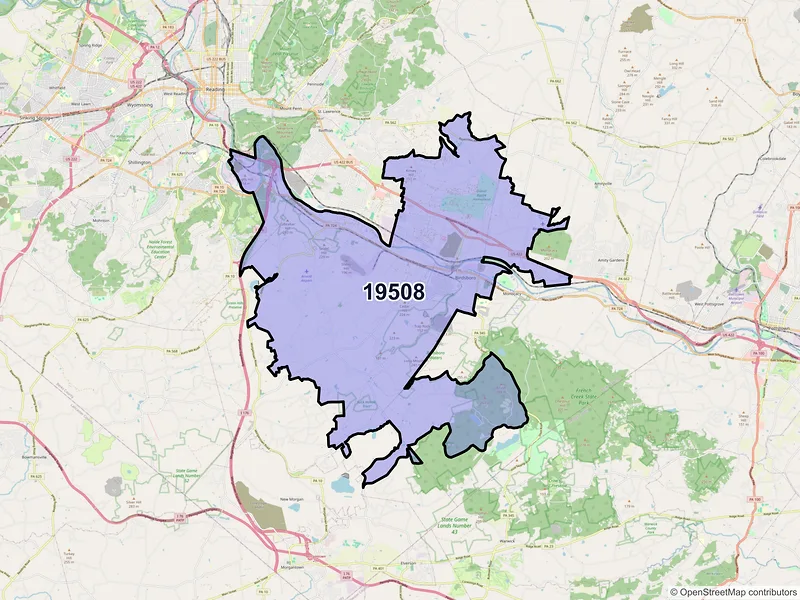 Map of Birdsboro, Pennsylvania and ZIP codes