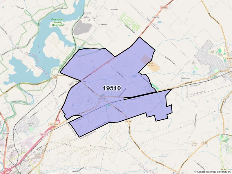 Map of ZIP Code 19510 — Blandon, PA